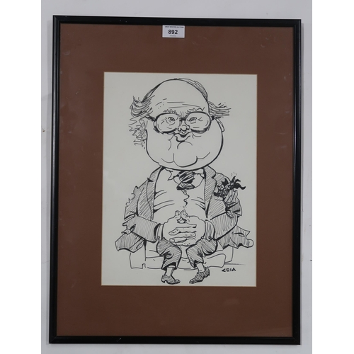 892 - EMILIO COIA John Mortimer, signed, pen and ink, 37 x 27cm