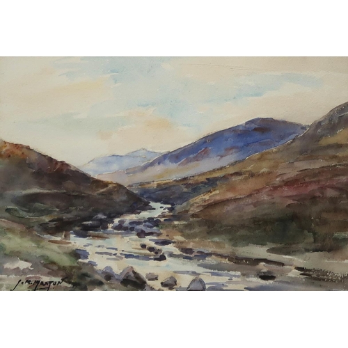 896 - ELSPETH G.E.CLARKE Still life, signed, watercolour, 59 x 45cm and J K MAXTON River landscape, waterc... 