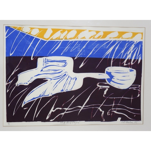 947 - LIL NEILSON (SCOTTISH b.1938) WHITE BIRD FLYING Screenprint, signed lower right, titled, n... 