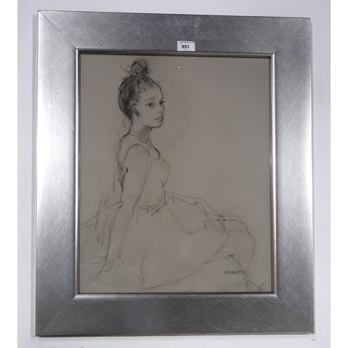 951 - ANNE ANDERSON (SCOTTISH b.TRINIDAD) YOUNG DANCERGraphite on paper, signed lower right, 51 x 41cmTitl... 