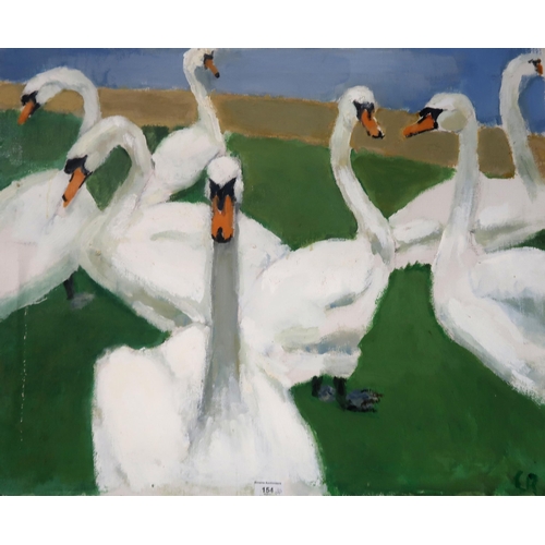 976 - CLAIRE RITSON (SCOTTISH 1907-2005)THE SWANSOil on canvas, signed lower right, 62 x 76cm... 