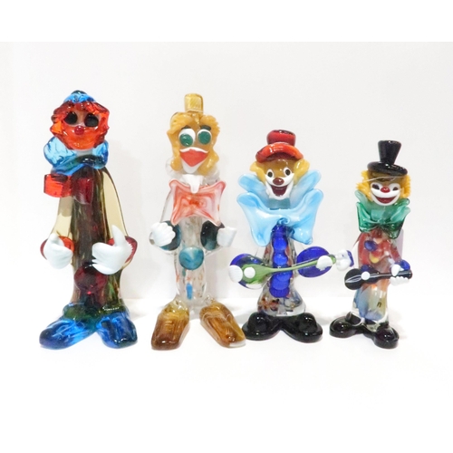 220 - Four colourful Murano glass clowns