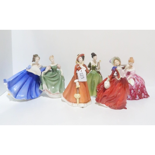 229 - Royal Doulton figures Michele, Julia, Autumn Breezes, Victoria, Fleur & Elaine (6)