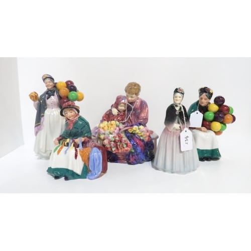 234 - Royal Doulton figure Flower Sellers Children, Silk and Ribbons, The Old Balloon Seller, Biddy Pennyf... 