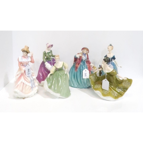 262 - Royal Doulton figures Sharon, Fair Lady, Lady Charmian, Specially for You, Clarinda & Lynne (6)