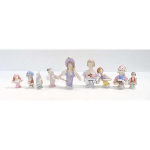 272 - Nine porcelain half dolls