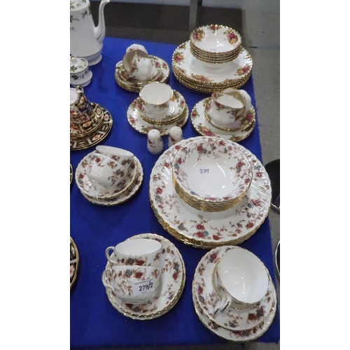 279 - Minton Ancestral pattern part dinner service, and a Royal Albert Old Country Roses part dinner servi... 