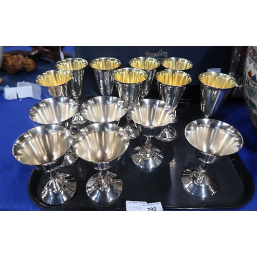 290 - A set of eight Hejl Denmark silver plated brass drinking glasses and six Casa Pupo examples