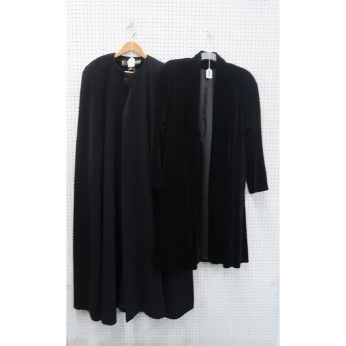 300 - A Molina by Jimmy Hourihan black cashmere walking cape, a black velvet robe, an Escada wool cape coa... 