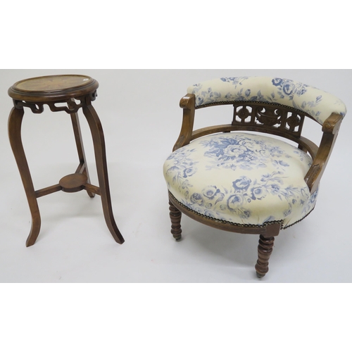 111 - A Victorian mahogany parlour armchair, 20th century painted top occasional table, Marks & Spence... 