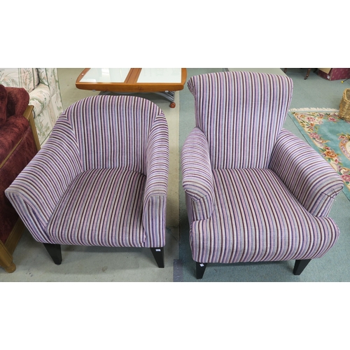 117 - A lot of two modern striped pattern upholstered armchairs (2)