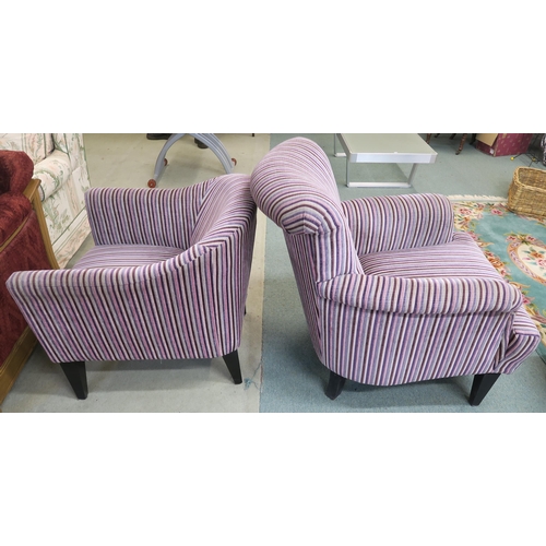 117 - A lot of two modern striped pattern upholstered armchairs (2)