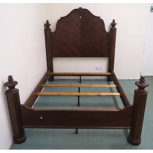 122 - A modern mahogany double bed frame, 181cm high x 245cm long x 173cm wide