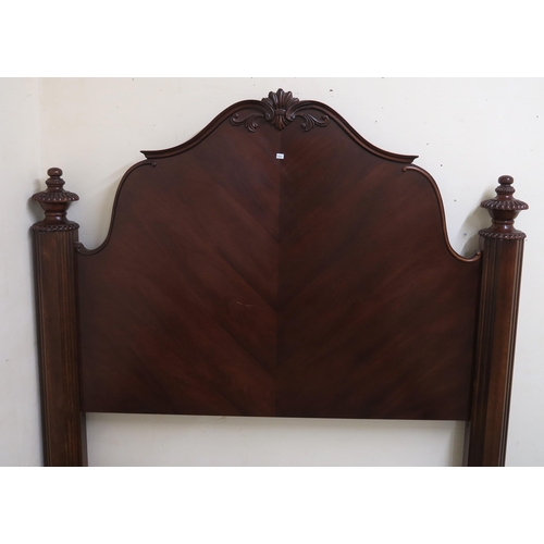 122 - A modern mahogany double bed frame, 181cm high x 245cm long x 173cm wide