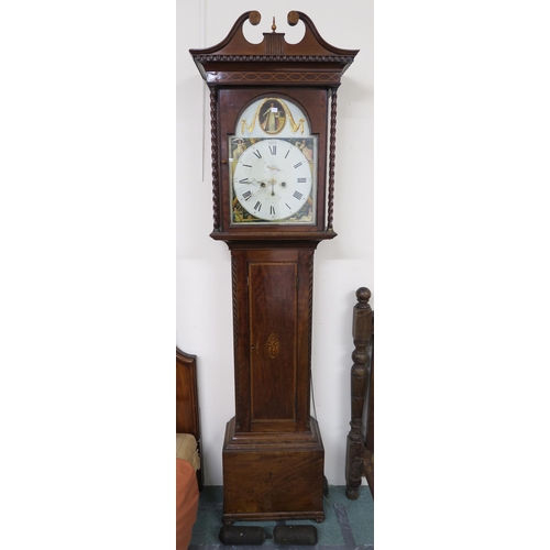 125 - A Victorian mahogany cased longcase clock with painted face, 221cm high x 61cm wide x 32cm deep