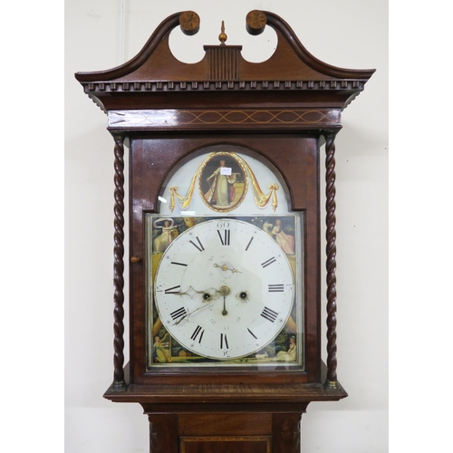 125 - A Victorian mahogany cased longcase clock with painted face, 221cm high x 61cm wide x 32cm deep