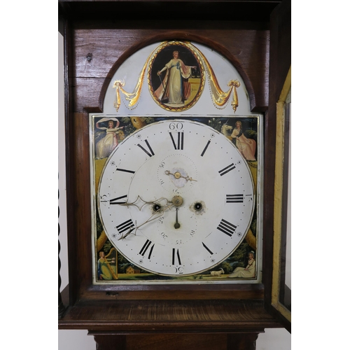 125 - A Victorian mahogany cased longcase clock with painted face, 221cm high x 61cm wide x 32cm deep