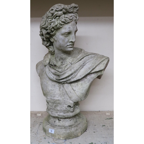 13 - A contemporary stoneware Grecian style bust of a male