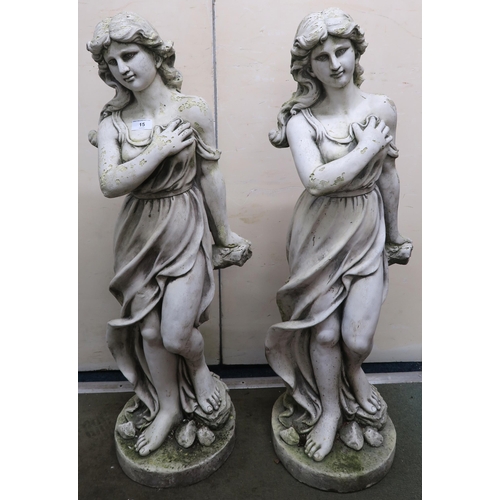 15 - A pair of contemporary stoneware figural statues of ladies (2)