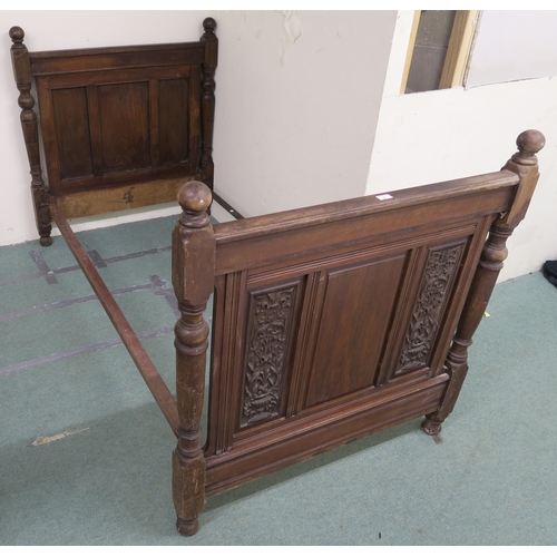 2 - A pair of Victorian mahogany single bed frames, 114cm high x 208cm long x 107cm wide (2)