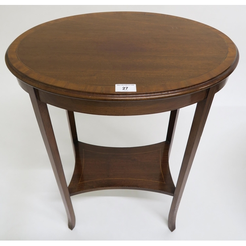 27 - An Edwardian mahogany two tier occasional table and a contemporary mahogany coffee table (2)
