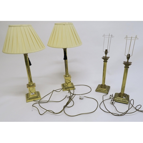 50 - Two pairs of contemporary brass Corinthian table lamps (4)