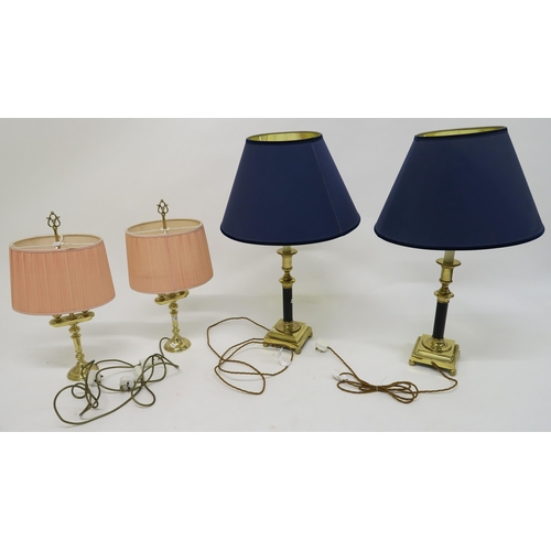 76 - A lot of two pairs of contemporary brass table lamps (4)