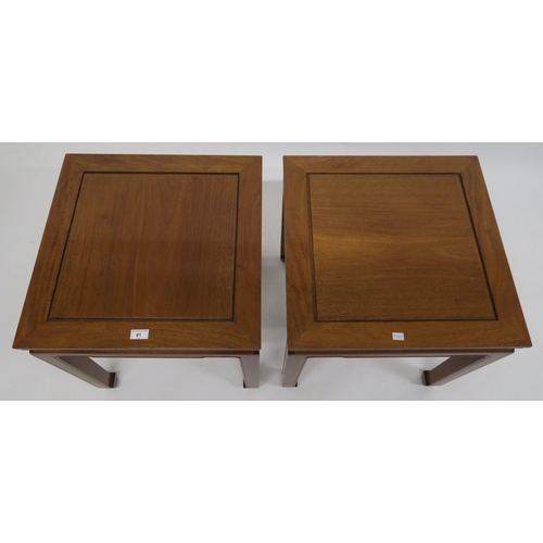 81 - A pair of contemporary hardwood oriental style lamp tables, 56cm high x 54cm wide x 54cm deep 