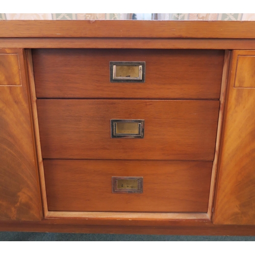 82 - A mid 20th century teak Greaves & Thomas sideboard on turned supports, 76cm high x 220cm wide x ... 