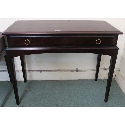 90 - A 20th century Stag three drawer side table, another single drawer Stag side table and a dressing st... 