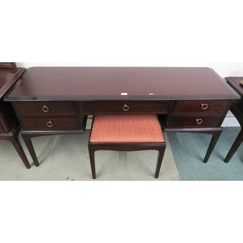 91 - A 20th century Stag dressing table, 72cm high x 153cm wide x 47cm deep and a Stag dressing stool (2)