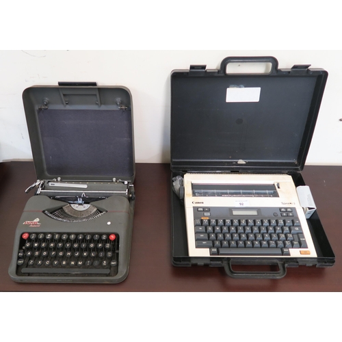 92 - An Empire Aristocrat portable typewriter and a Canon Typestar 5 portable typewriter (2)