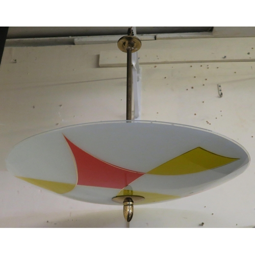 97 - A mid 20th century glass ceiling light fixture, 54cm diameter