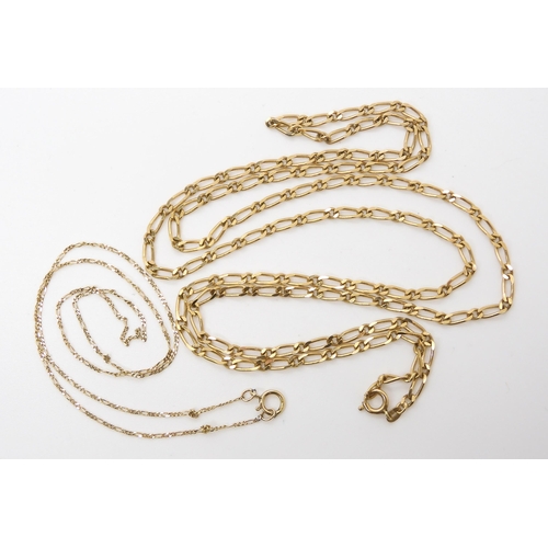 527 - A yellow metal continental fancy trace chain, with continental stamps to the tag, length 74cm (Pleas... 