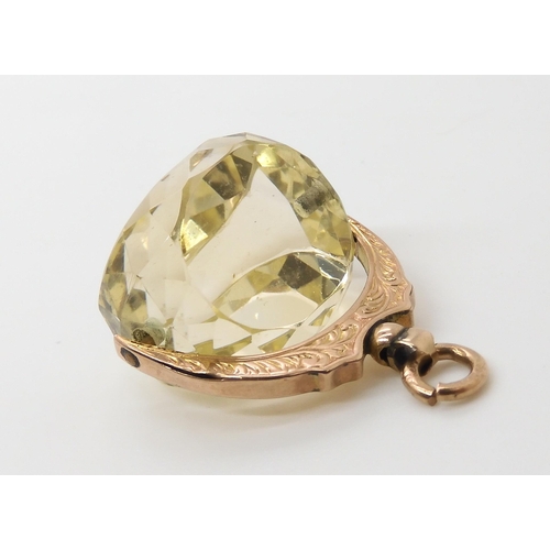 531 - A yellow metal citrine fob seal, weight 11.7gms