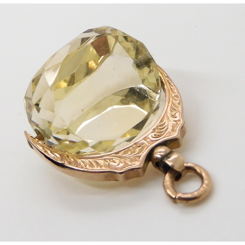 531 - A yellow metal citrine fob seal, weight 11.7gms