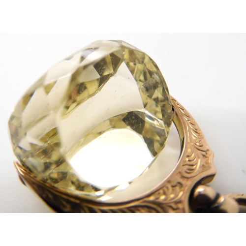 531 - A yellow metal citrine fob seal, weight 11.7gms