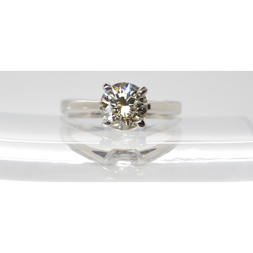 596 - An 18ct white gold diamond solitaire ring, set with an estimated approx 1.25ct brilliant cut diamond... 