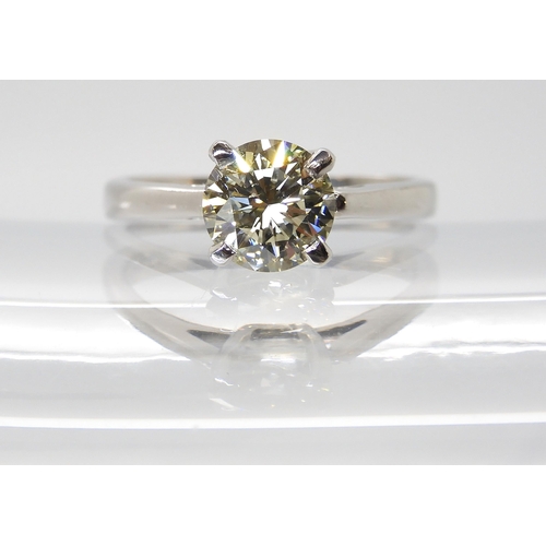 596 - An 18ct white gold diamond solitaire ring, set with an estimated approx 1.25ct brilliant cut diamond... 