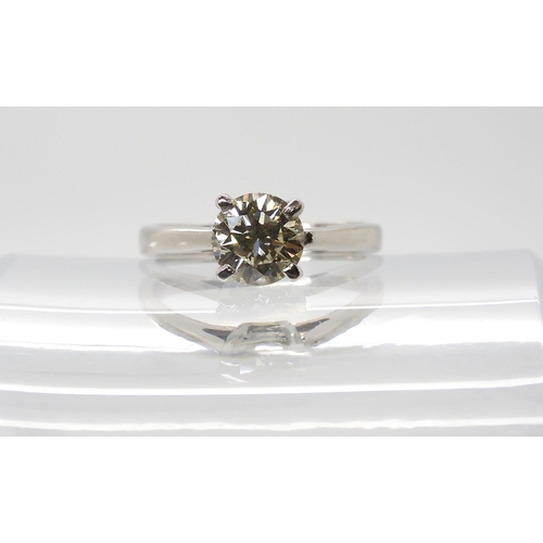 596 - An 18ct white gold diamond solitaire ring, set with an estimated approx 1.25ct brilliant cut diamond... 