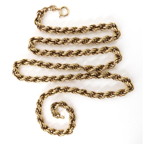 604 - A 9ct rope chain, length 53cm, weight 10.5gms