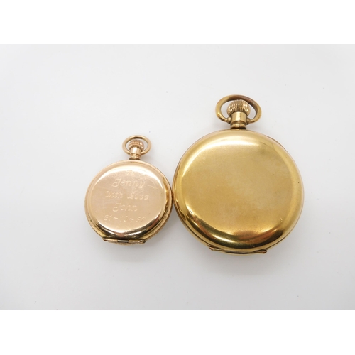 674 - A gold plated 'James Walker retailed' open face pocket watch, together with a Waltham gold plated fo... 