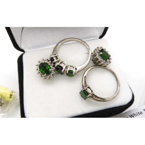 681 - A collection of silver Gems TV gem set jewellery to include, Russian diopside, earrings and pendant,... 