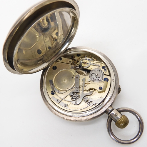 693 - A silver open face pocket watch, the mechanism stamped The Ascot