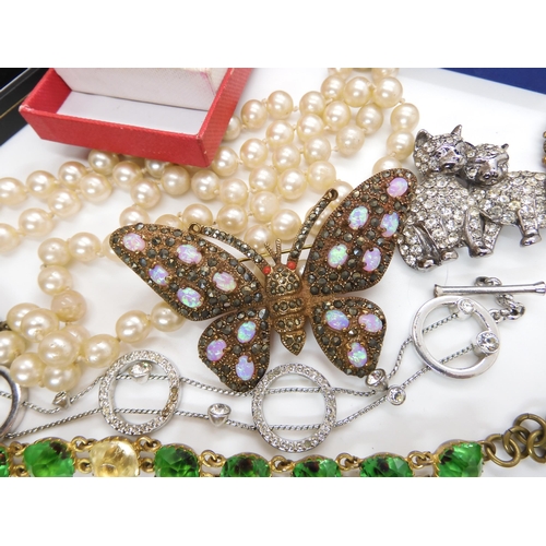 695 - A large Spanish hair comb, a man made opal set moth brooch, Deco compact and other items