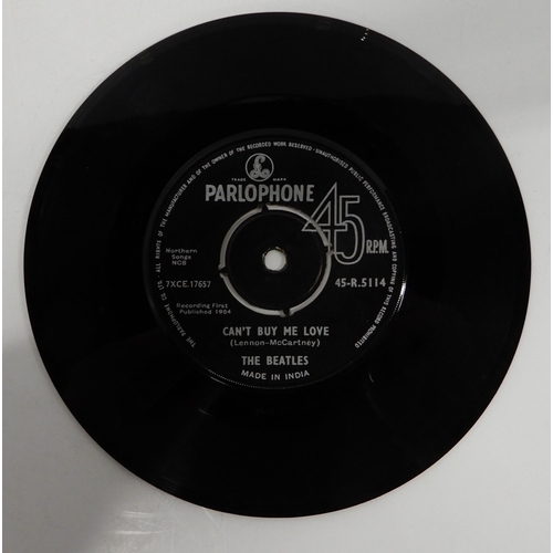 480 - A rare Parlophone Made in India copy of Can't Buy me Love by The Beatles together with various Frenc... 