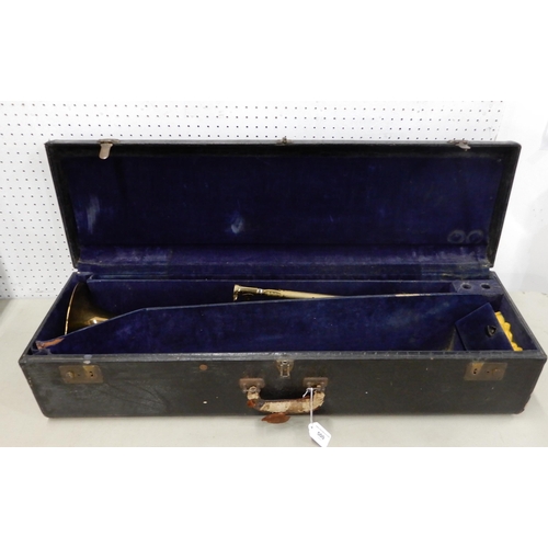 500 - An F E Olds and son trombone together with a T1 mouthpiece inscribed Al Cass Made in England and tro... 