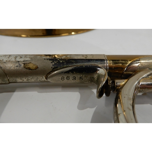 500 - An F E Olds and son trombone together with a T1 mouthpiece inscribed Al Cass Made in England and tro... 