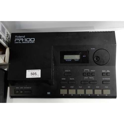 505 - An Alesis SR-16 16 bit stereo drum machine with a Roland PR-100 digital sequencer  