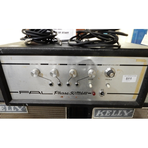 511 - A FAL phase 50 mk III amplifier with two tweed speakers by Kelly (af)... 